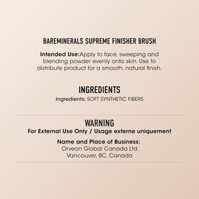 BareMinerals Supreme Finisher brush close-up showing vegan synthetic fibers for soft blends.