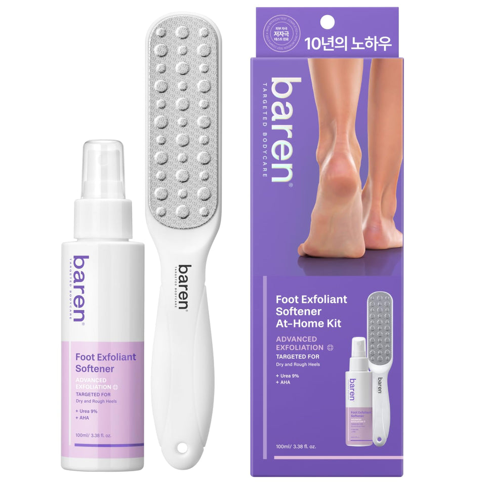 Baren foot callus remover spray bottle for fast at-home pedicure.