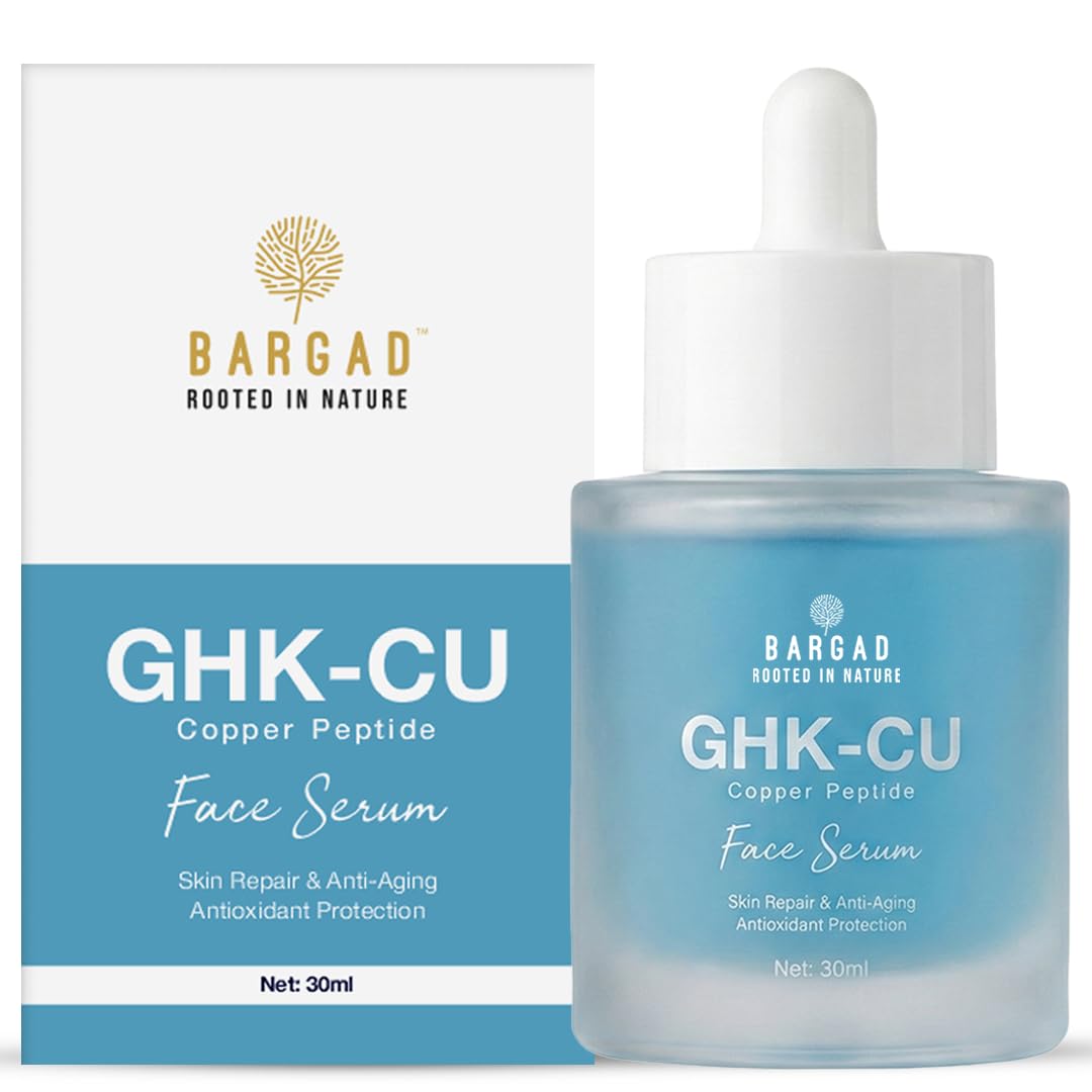 Bargad 5% GHK-Cu serum bottle highlighting premium packaging for daily anti-aging care.