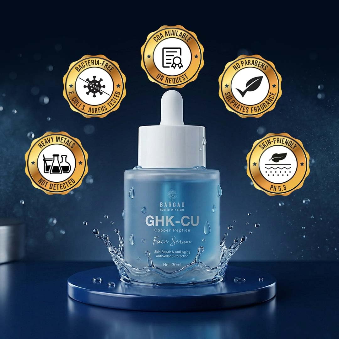 Bargad serum texture close-up conveys a light, non-greasy feel suitable under sunscreen.