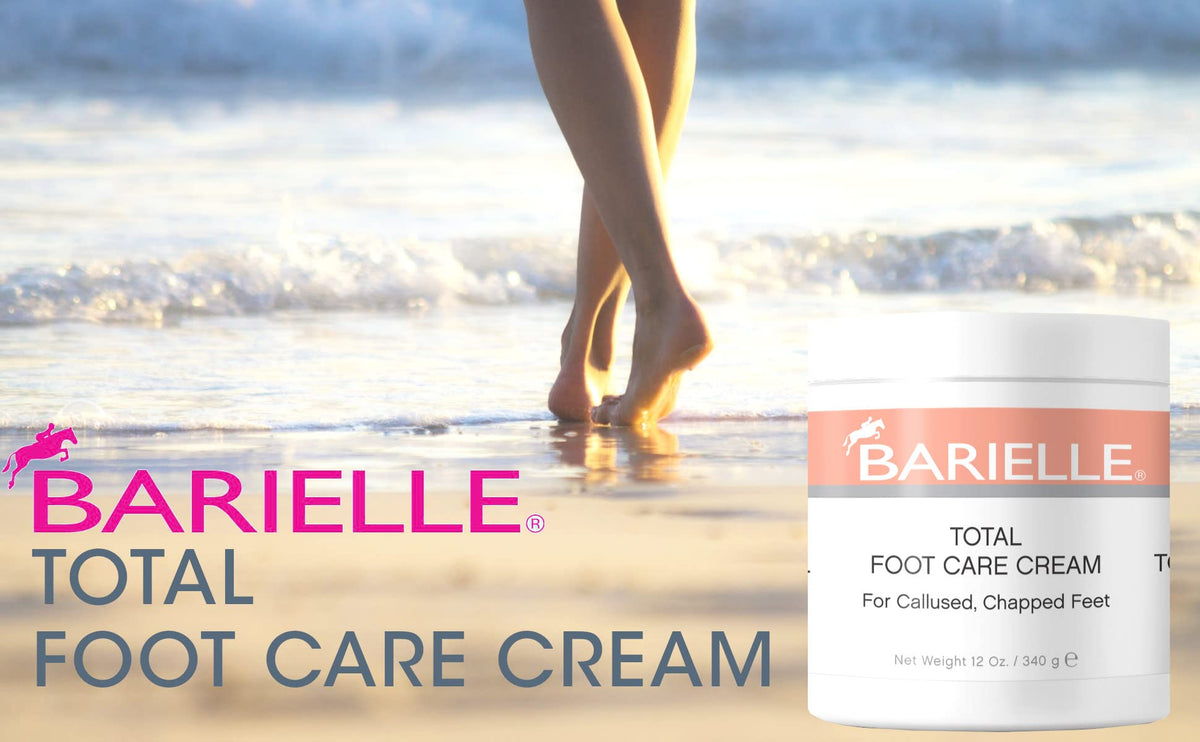BARIELLE Total Foot Care Cream label close-up highlighting USA-made quality.
