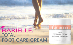 BARIELLE Total Foot Care Cream label close-up highlighting USA-made quality.