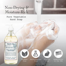 BARR-CO Hand Soap label front highlights oat vanilla vetiver scent.