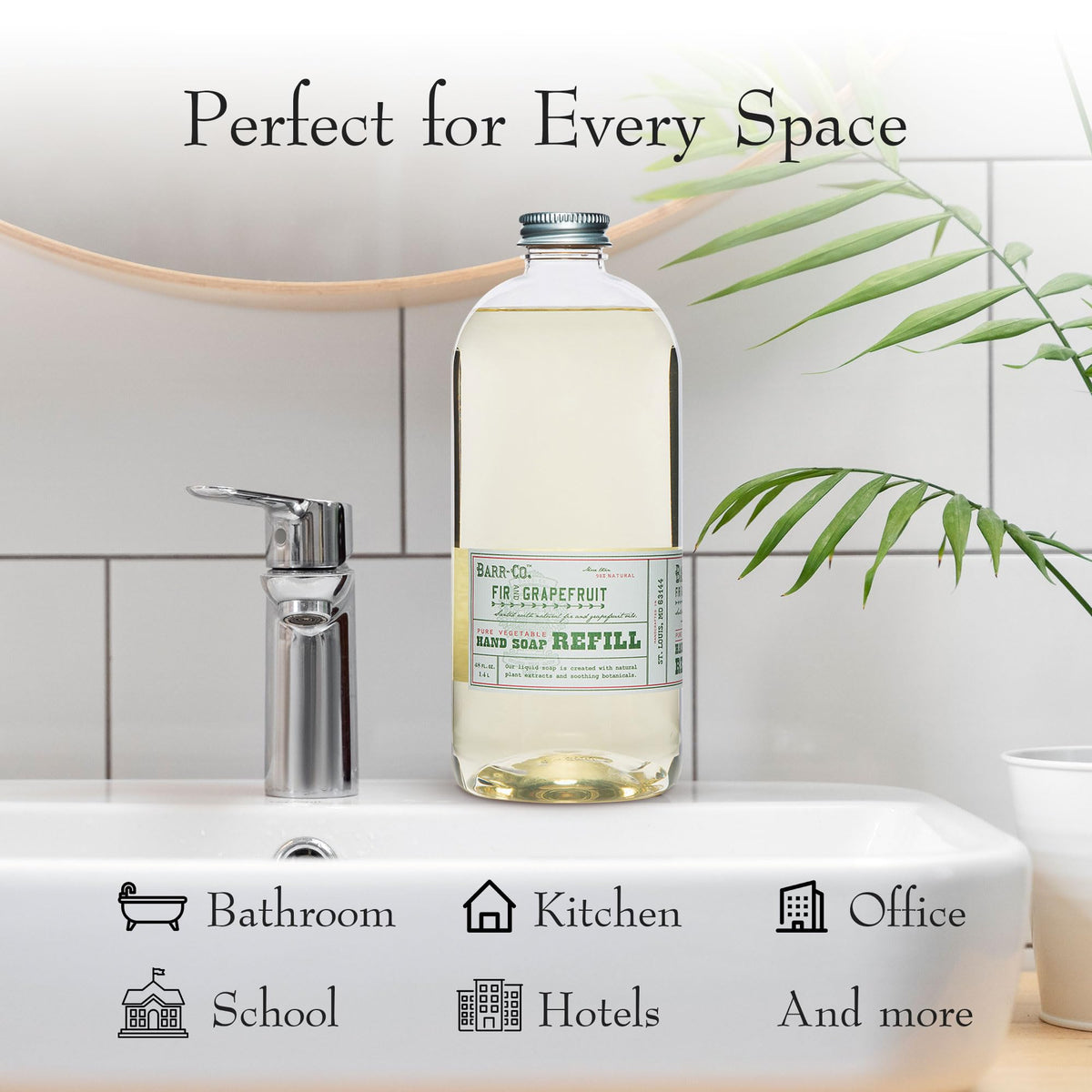 BARR-CO foaming dispenser imagery illustrating smooth lather and control