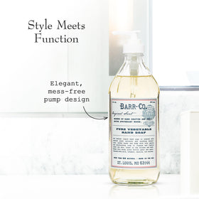 BARR-CO Hand Soap on sink setup suggests easy, quick hand care.