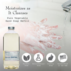 BARR-CO refill being poured into a dispenser for easy kitchen or bathroom use.