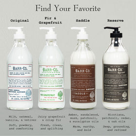 BARR-CO original scent lotion on shelf evokes Americana-inspired styling.