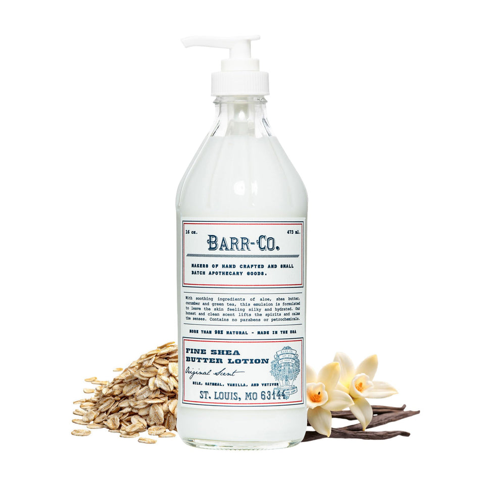 BARR-CO Original Scent Lotion bottle showcases nourishing moisture in a stylish package.