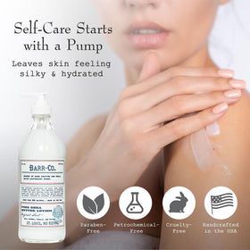 BARR-CO Original Scent Lotion pump closeup highlights easy, mess-free application.