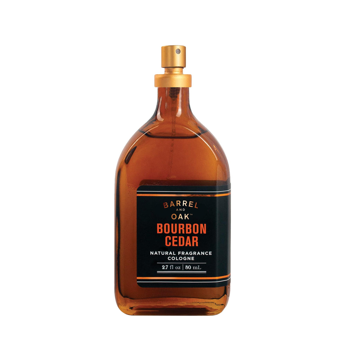 Barrel and Oak Bourbon Cedar bottle ready for daily wear with a refined scent.