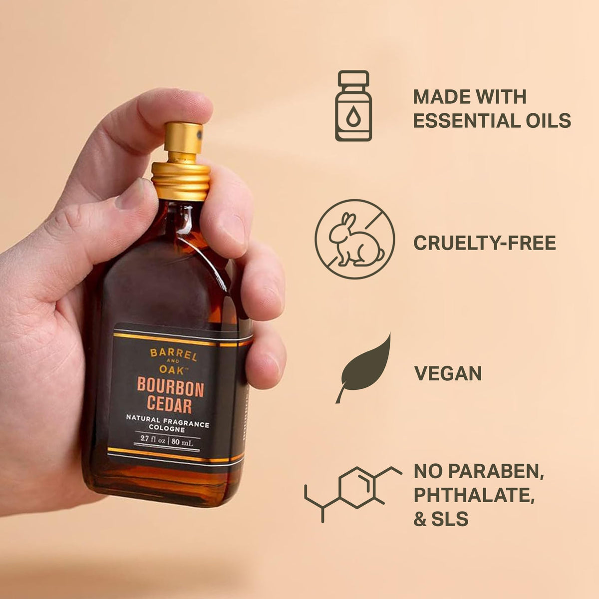 Barrel and Oak Bourbon Cedar label close-up shows premium branding and ingredient transparency.