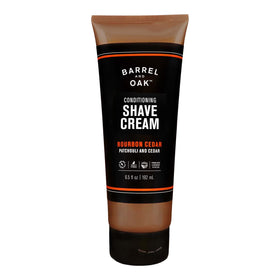 Barrel & Oak Conditioning Shave Cream bottle with Bourbon Cedar scent for a smooth shave