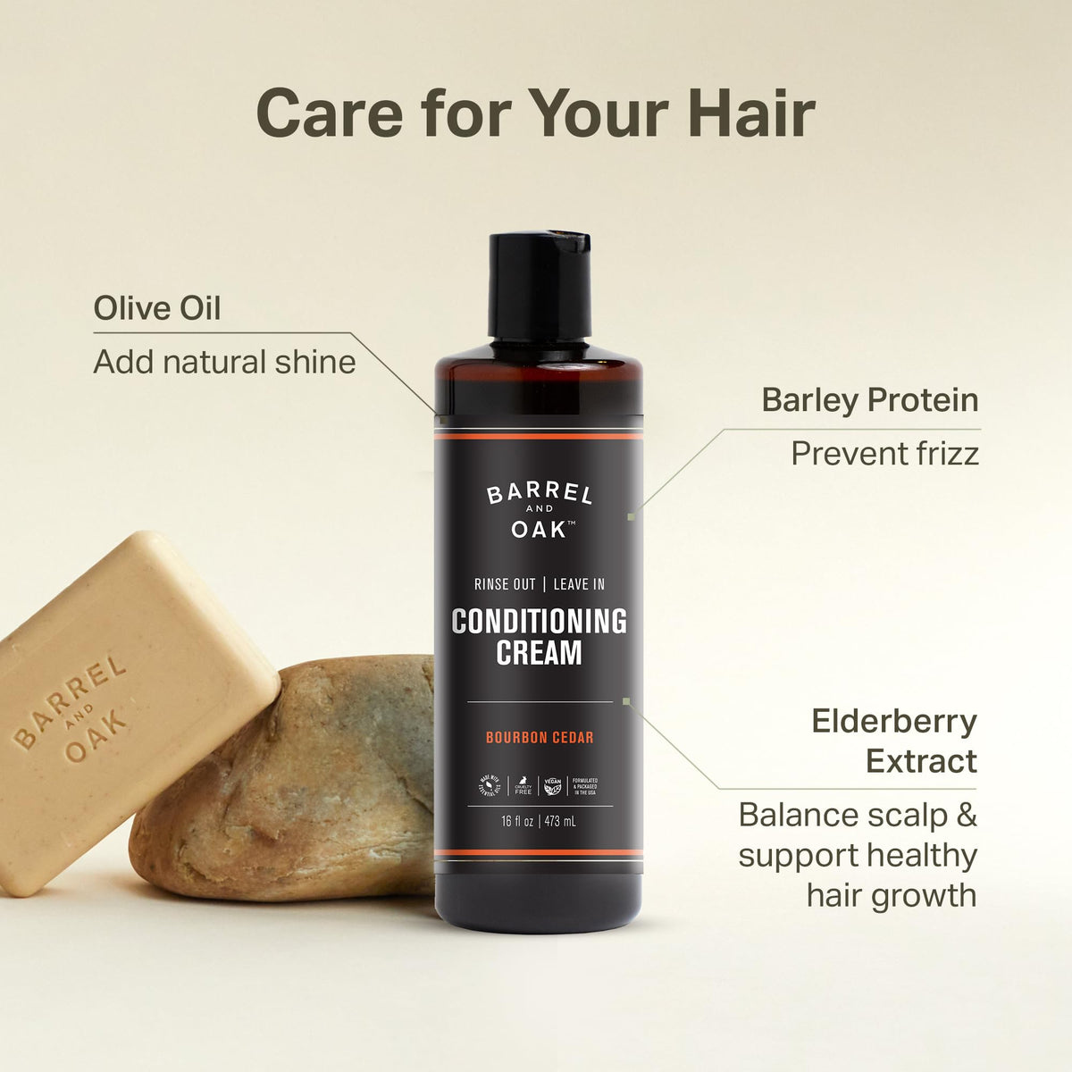 Barrel & Oak Leave In Conditioner uses olive oil and barley protein to boost smoothness.