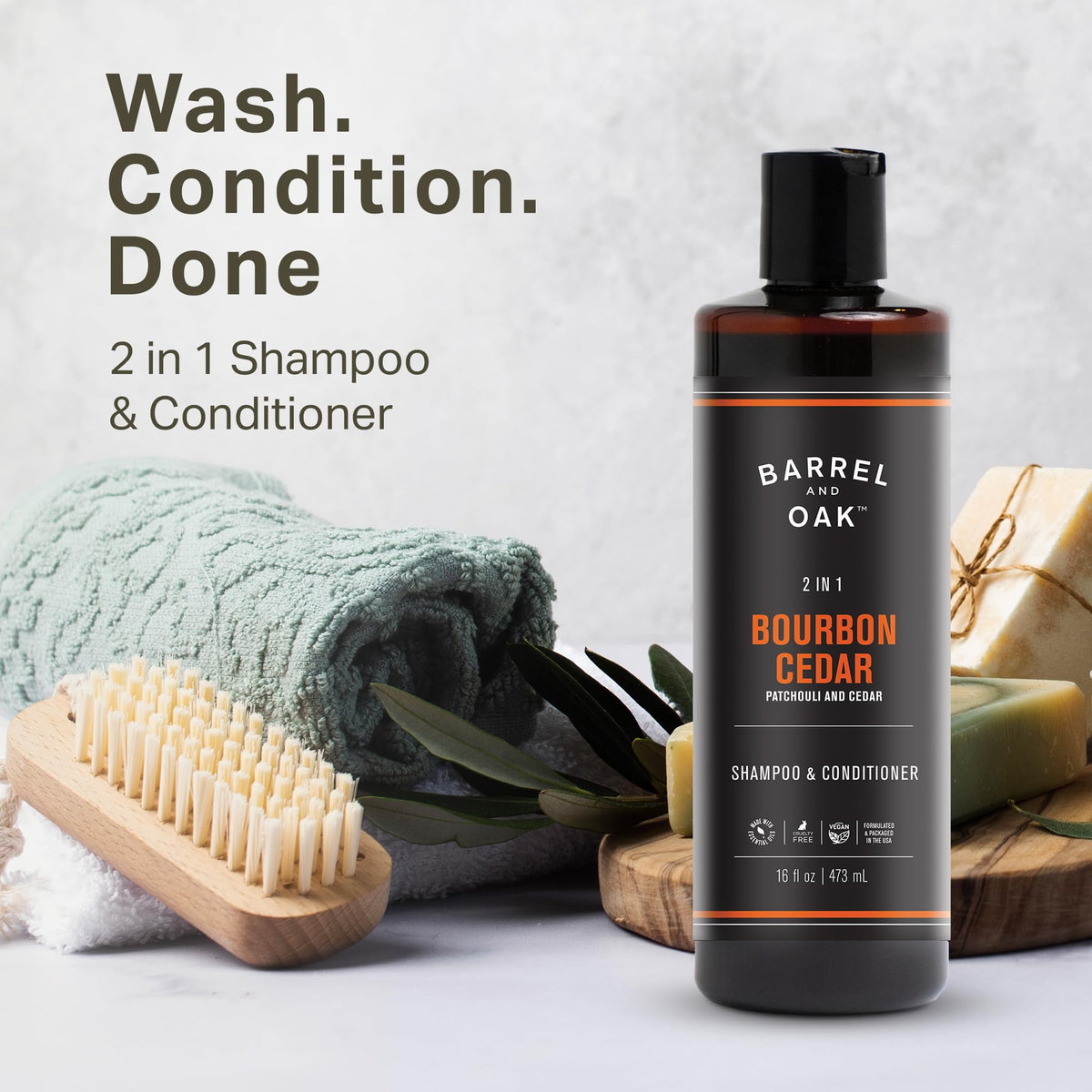 Barrel & Oak 2-in-1 lather shows rich cleansing experience
