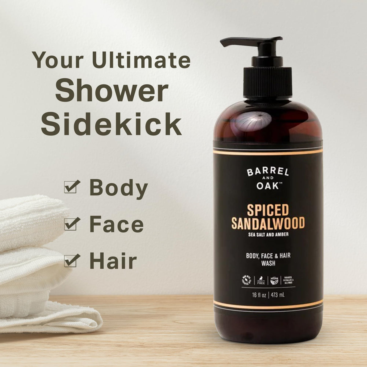 Foamy lather from Barrel & Oak all-in-one wash ideal for quick showers.