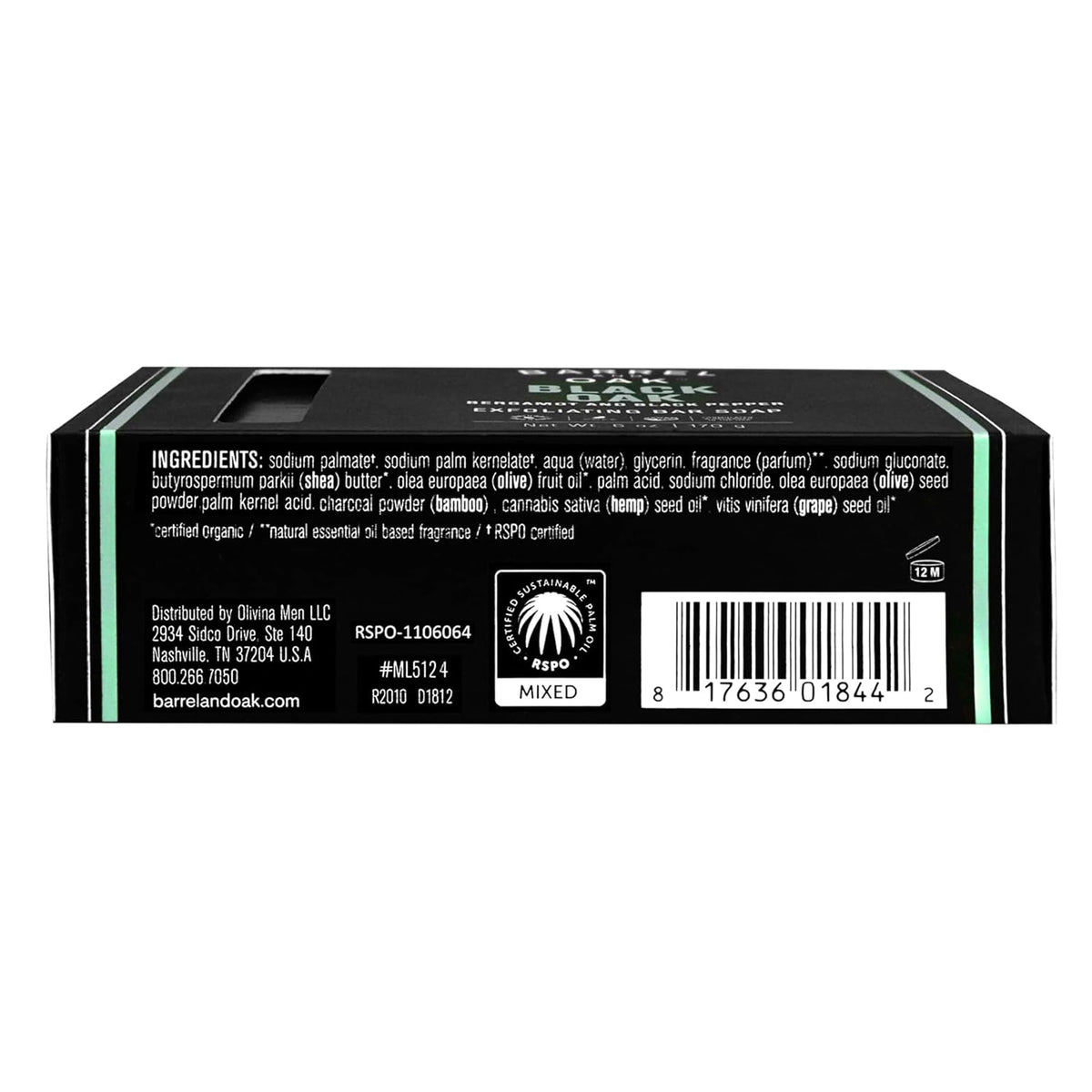 Barrel & Oak charcoal close-up reveals exfoliating texture for deep clean.