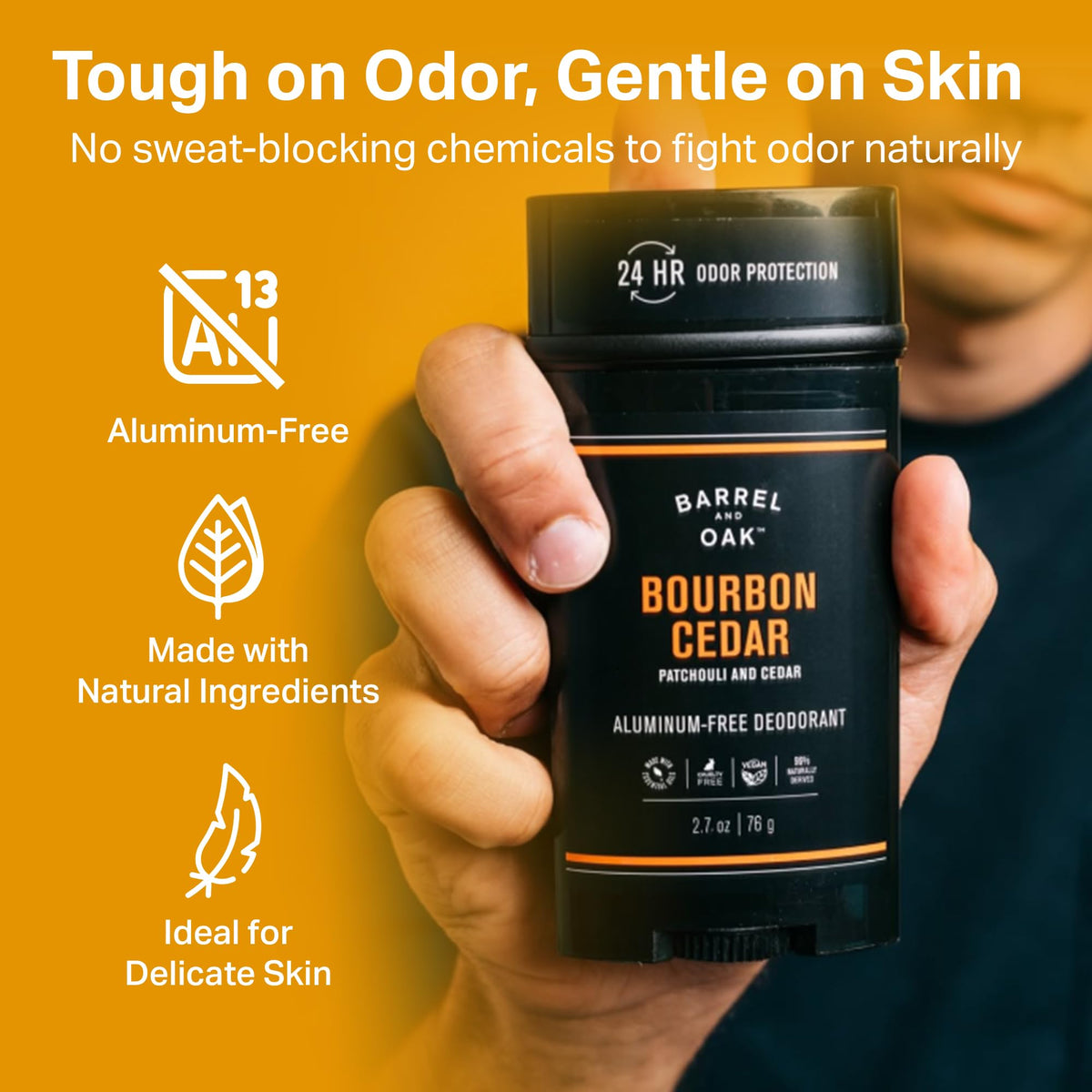 Barrel & Oak patchouli cedar scent delivers bold masculine profile and long-lasting freshness