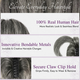 BARSDAR bendable metal hair extension in gray ponytail for custom shapes
