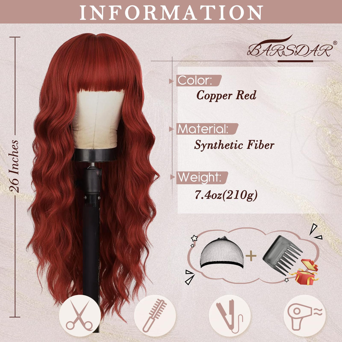 BARSDAR breathable rose mesh cap wig close-up highlights comfort during busy days.