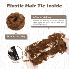 BARSDAR bun extension auburn texture detail highlights realistic hair feel.