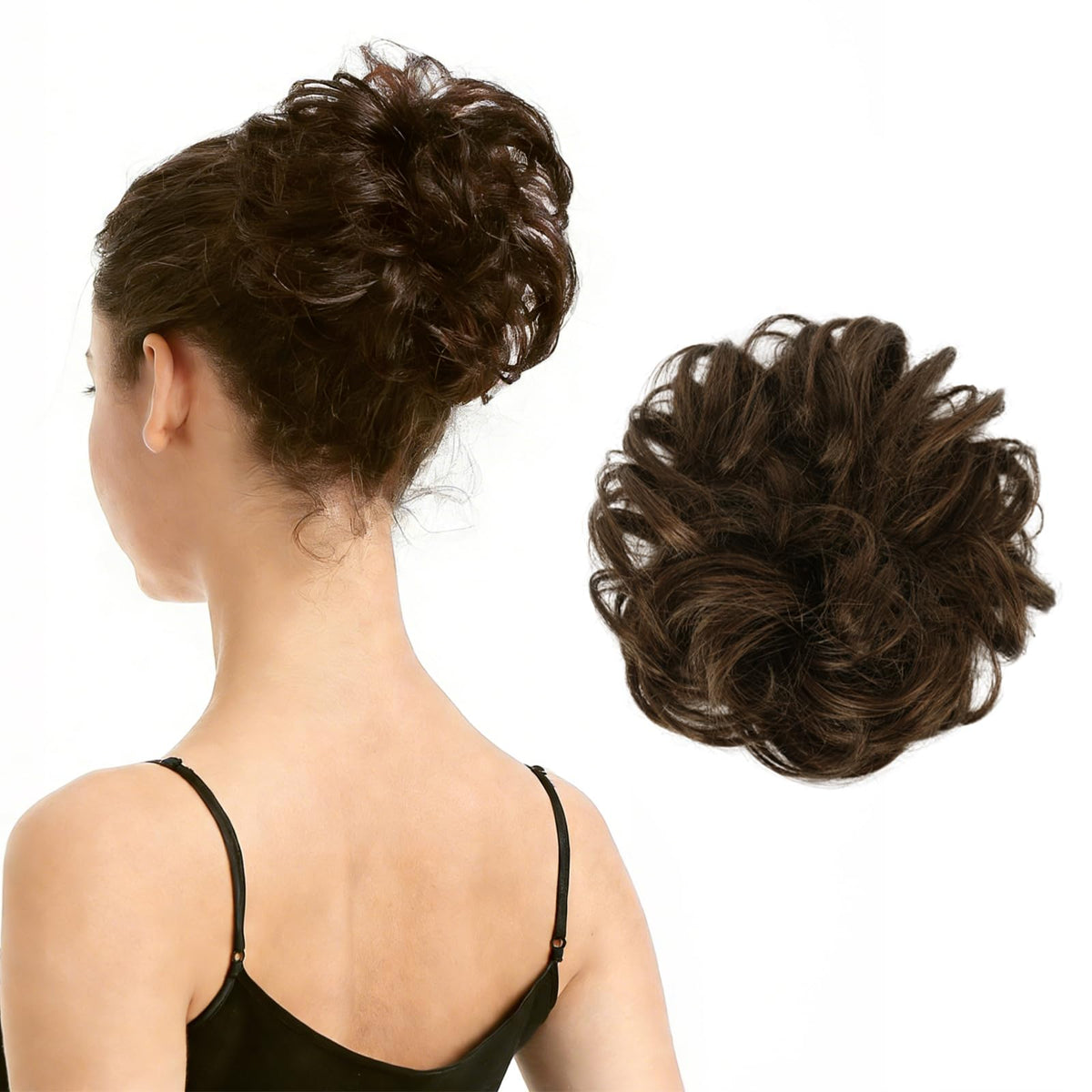 BARSDAR bun extension with elastic scrunchie provides secure, hands-free updo support.