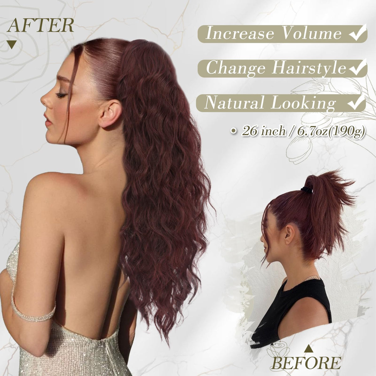 BARSDAR ponytail extension with invisible clips securing the style