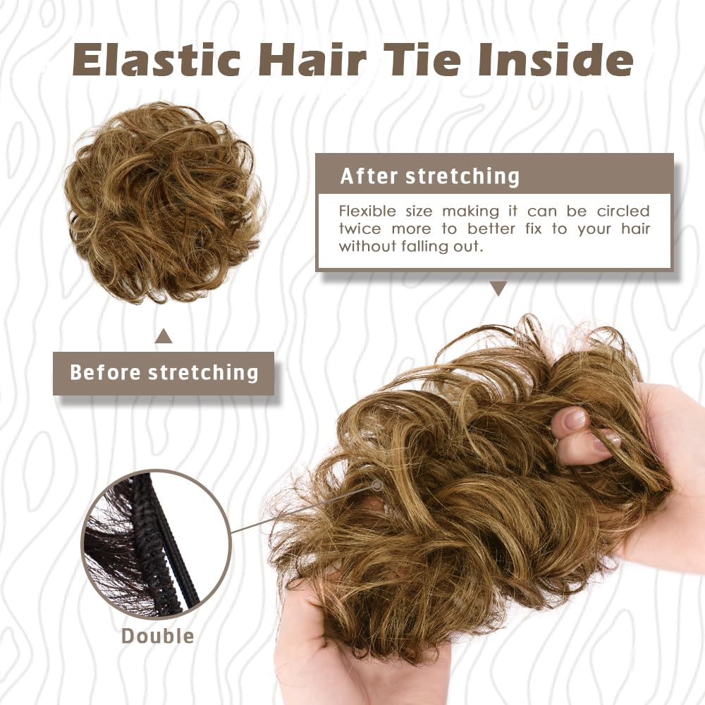 BARSDAR elastic scrunchie bun attachment providing secure, clip-free hold