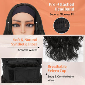 BARSDAR headband wig cap with adjustable velcro detail for secure, breathable comfort.