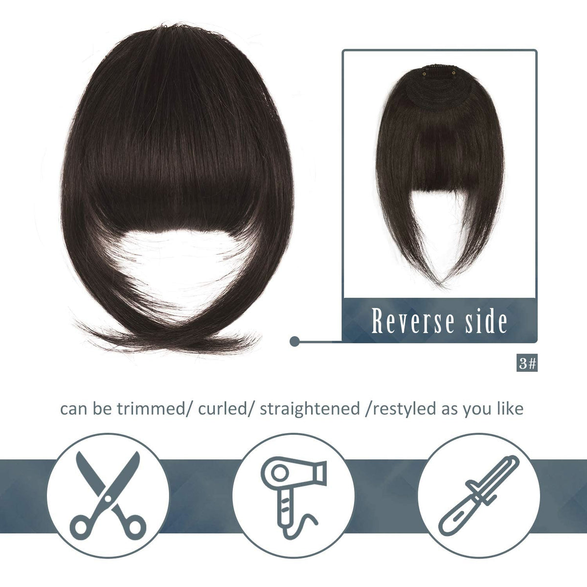 BARSDAR invisible-clip bangs in dark brown offer discreet secure wear.
