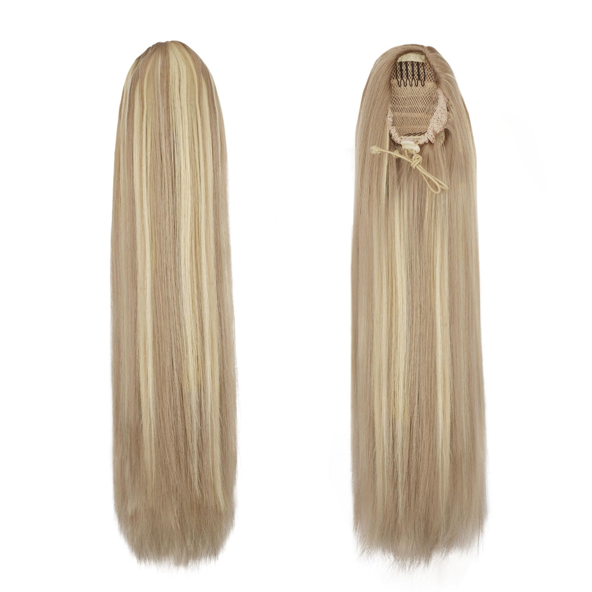 BARSDAR light ash blonde mixed ponytail extension blends with cool-toned hair