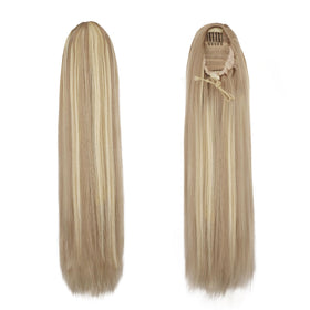 BARSDAR light ash blonde mixed ponytail extension blends with cool-toned hair