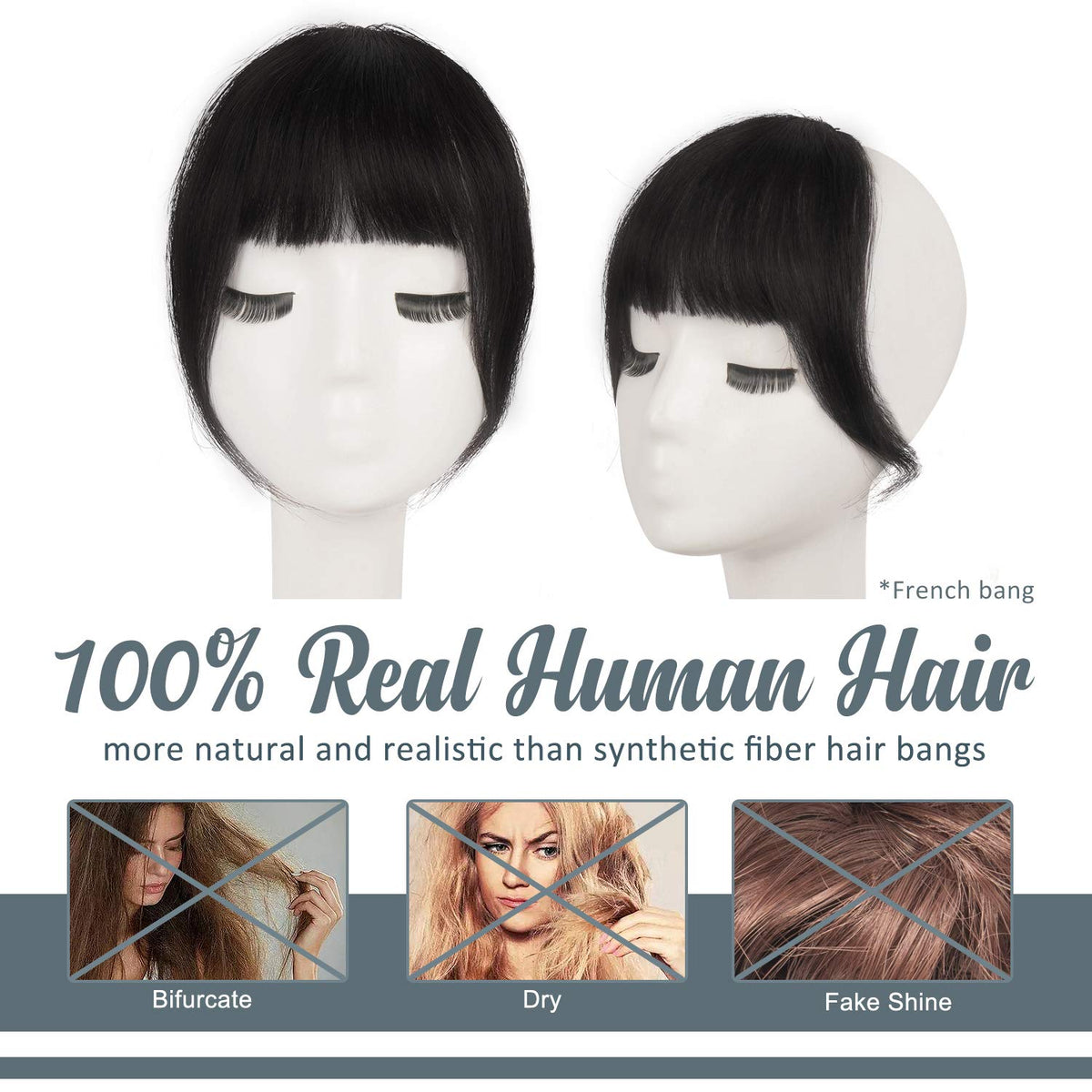 BARSDAR natural black fringe bangs blend discreetly with your own hair.