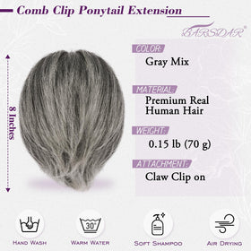 BARSDAR real human hair gray ponytail blends naturally for seamless styling
