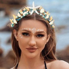 BARTOSI gold-tone headpiece with starfish detail for celebration.