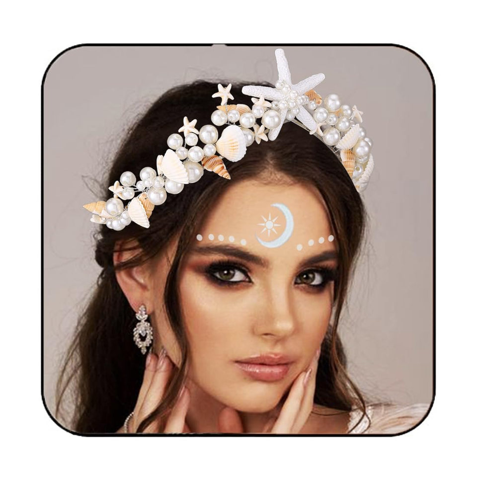 BARTOSI mermaid crown with starfish tiara for wedding photography and secure wear