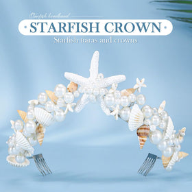 BARTOSI pearl shell wedding headband adds elegant bridal detail