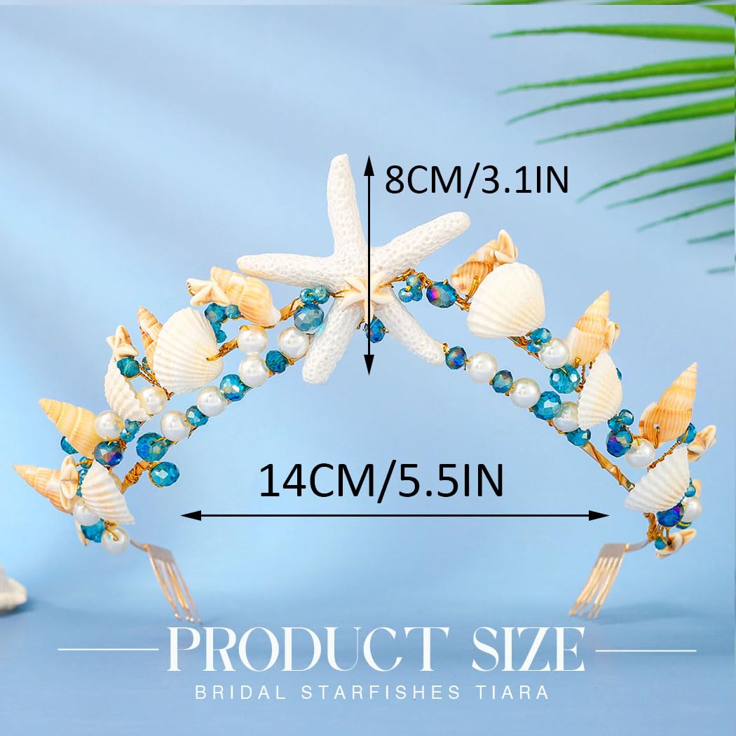 BARTOSI starfish tiara on golden wire for secure wear.