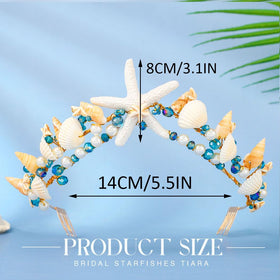 BARTOSI starfish tiara on golden wire for secure wear.
