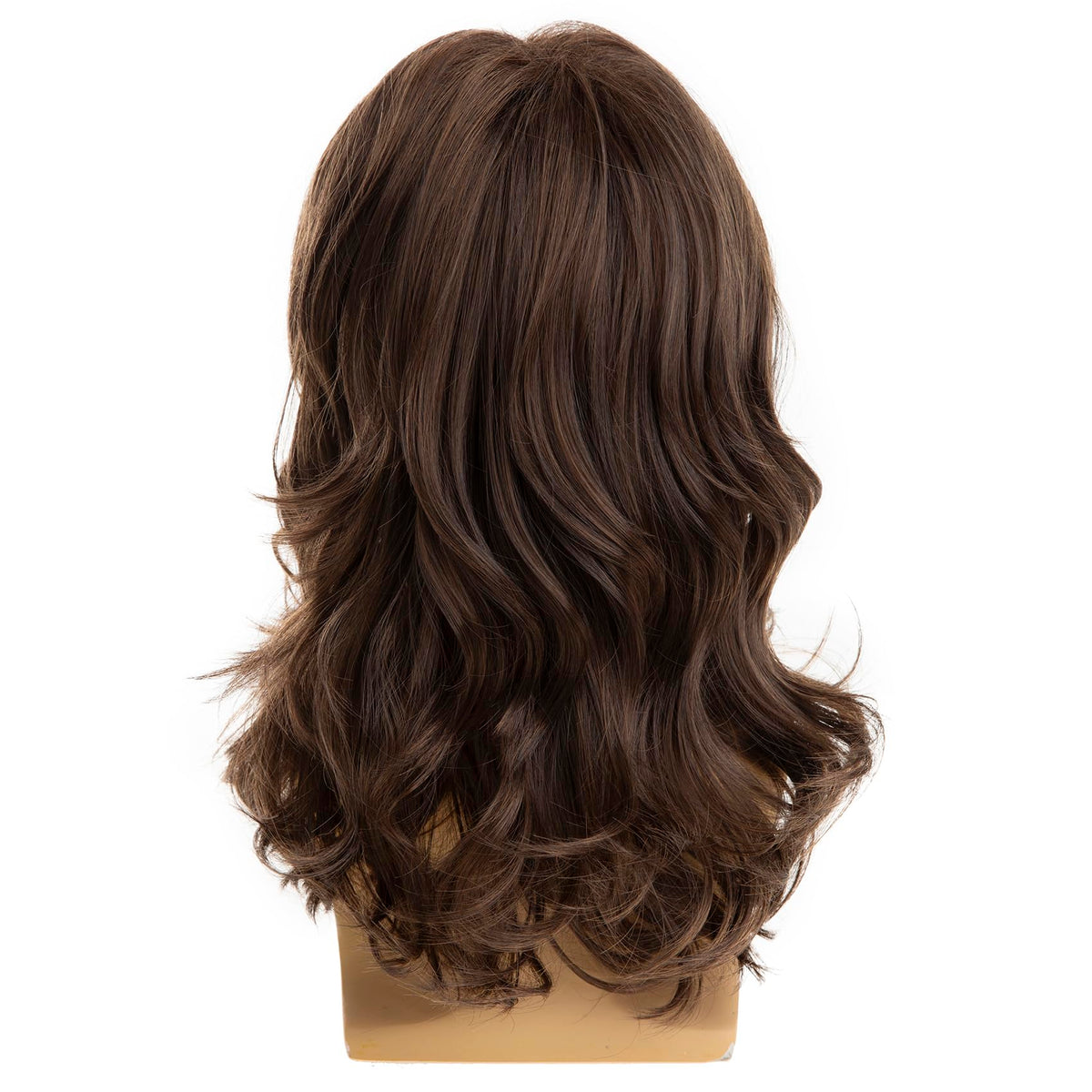 Adjustable cap on Baruisi long brown wig fits most head sizes.