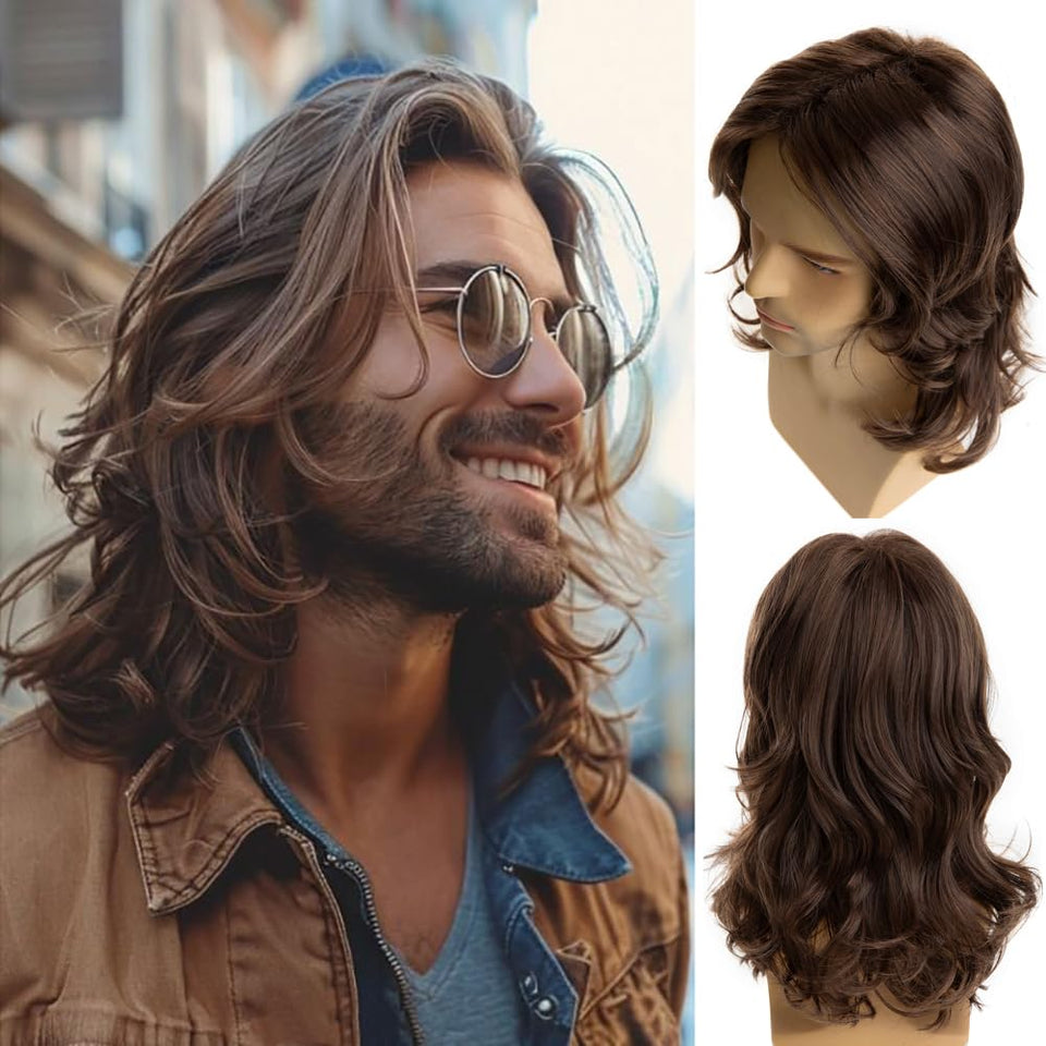 Baruisi long brown wig with layered waves for a bold cosplay look.