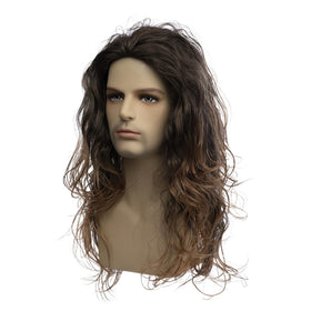 Baruisi long curly brown wig worn by model for daily use or cosplay