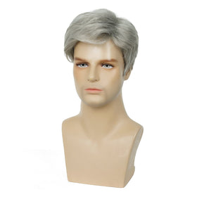 Baruisi short layered wig back view highlights smooth finish and drape.