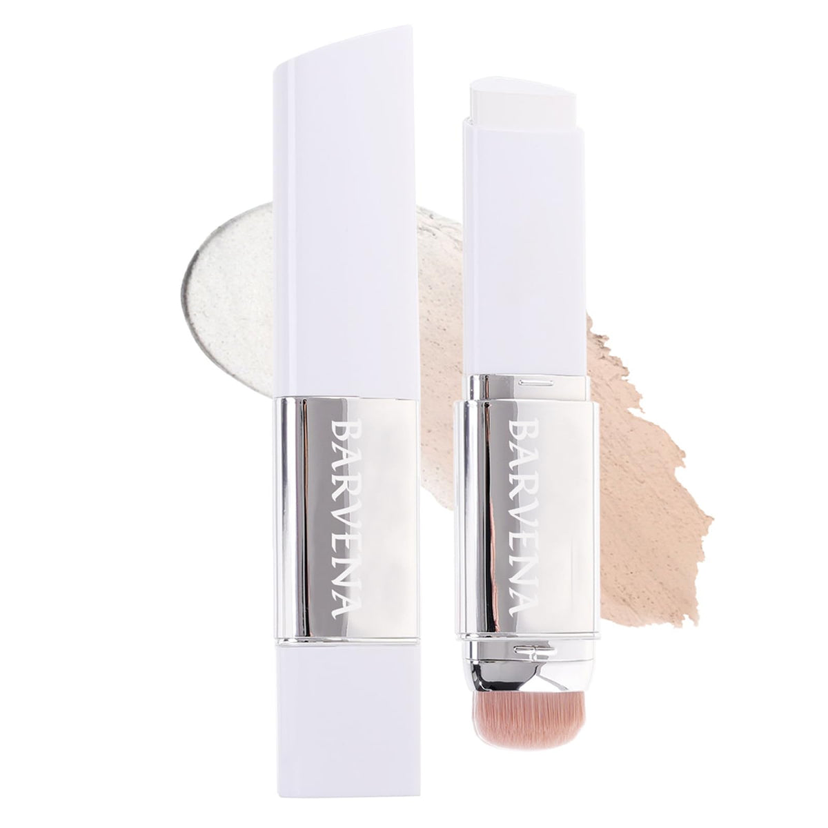 BARVENA color-changing foundation stick cap close blends into skin for natural finish