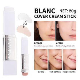 BARVENA brush-on foundation stick used on-the-go for fast touch-ups.
