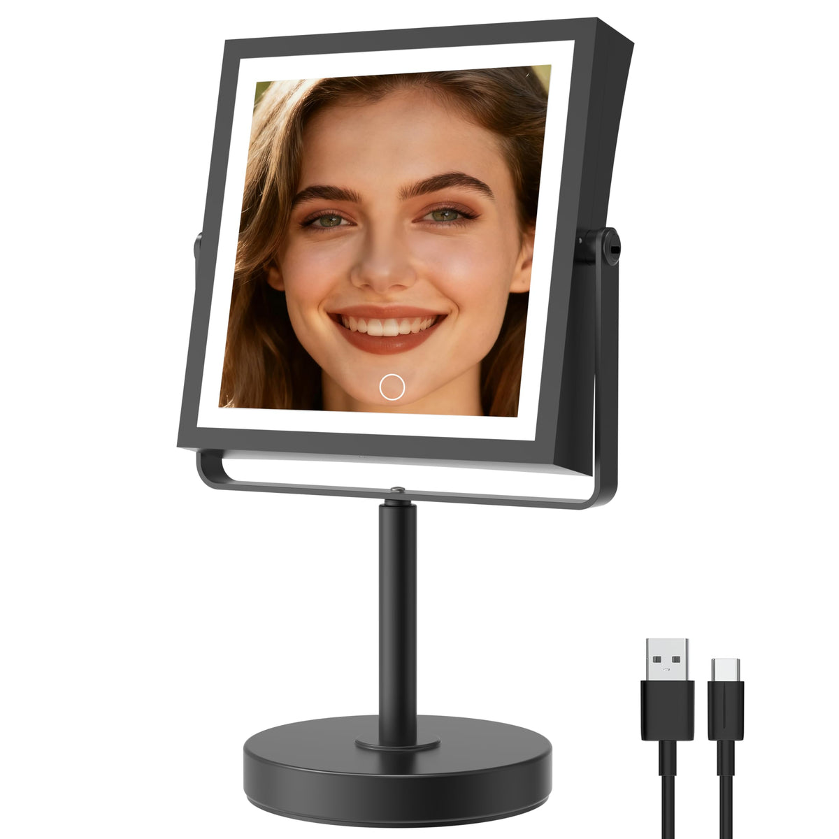 Basitool JIONIESIM double-sided mirror with lights for daily makeup