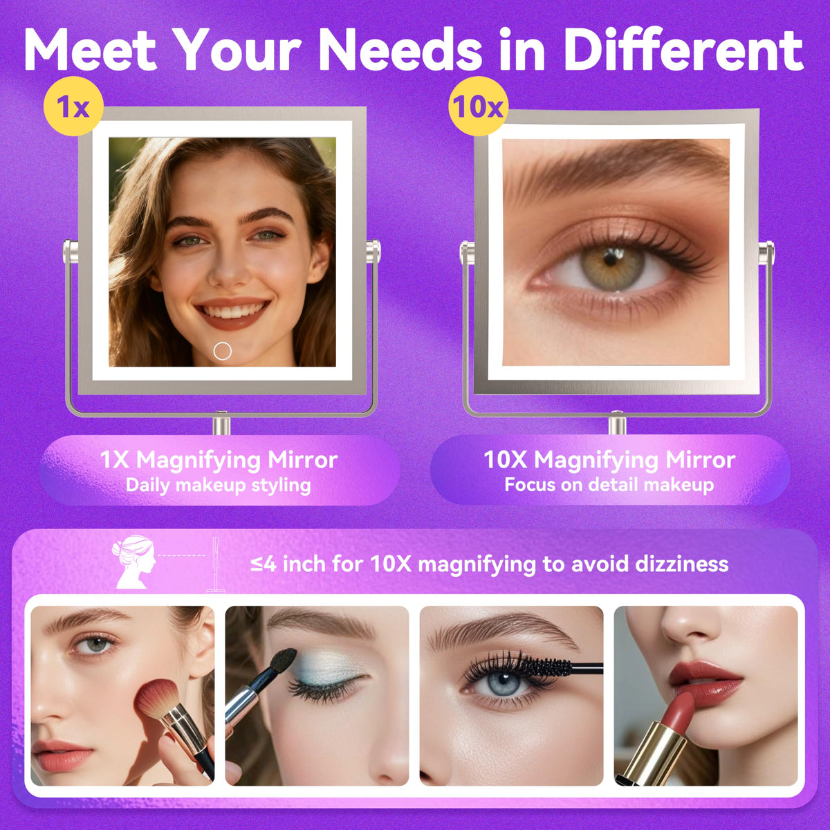 Basitool JIONIESIM 1x/10x magnification detail view for precise eyeliner and brows