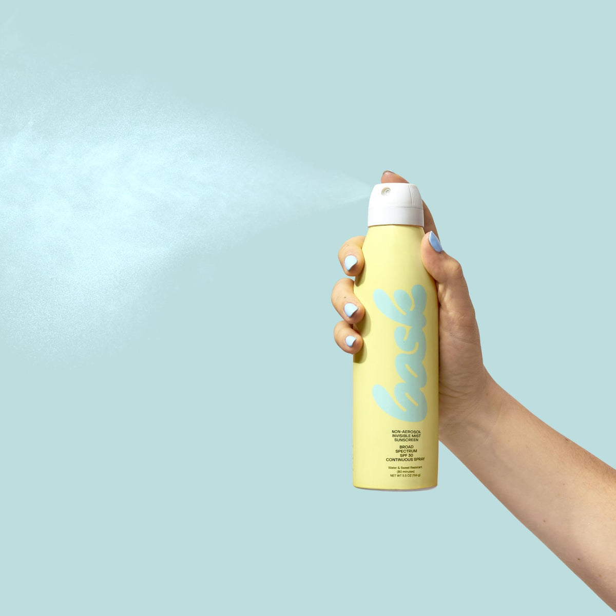 Bask invisible mist on skin delivers fast absorption with no greasy residue.
