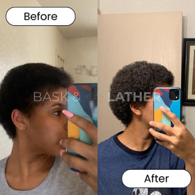 Bask & Lather beard balm tube for softer, tamed facial hair.