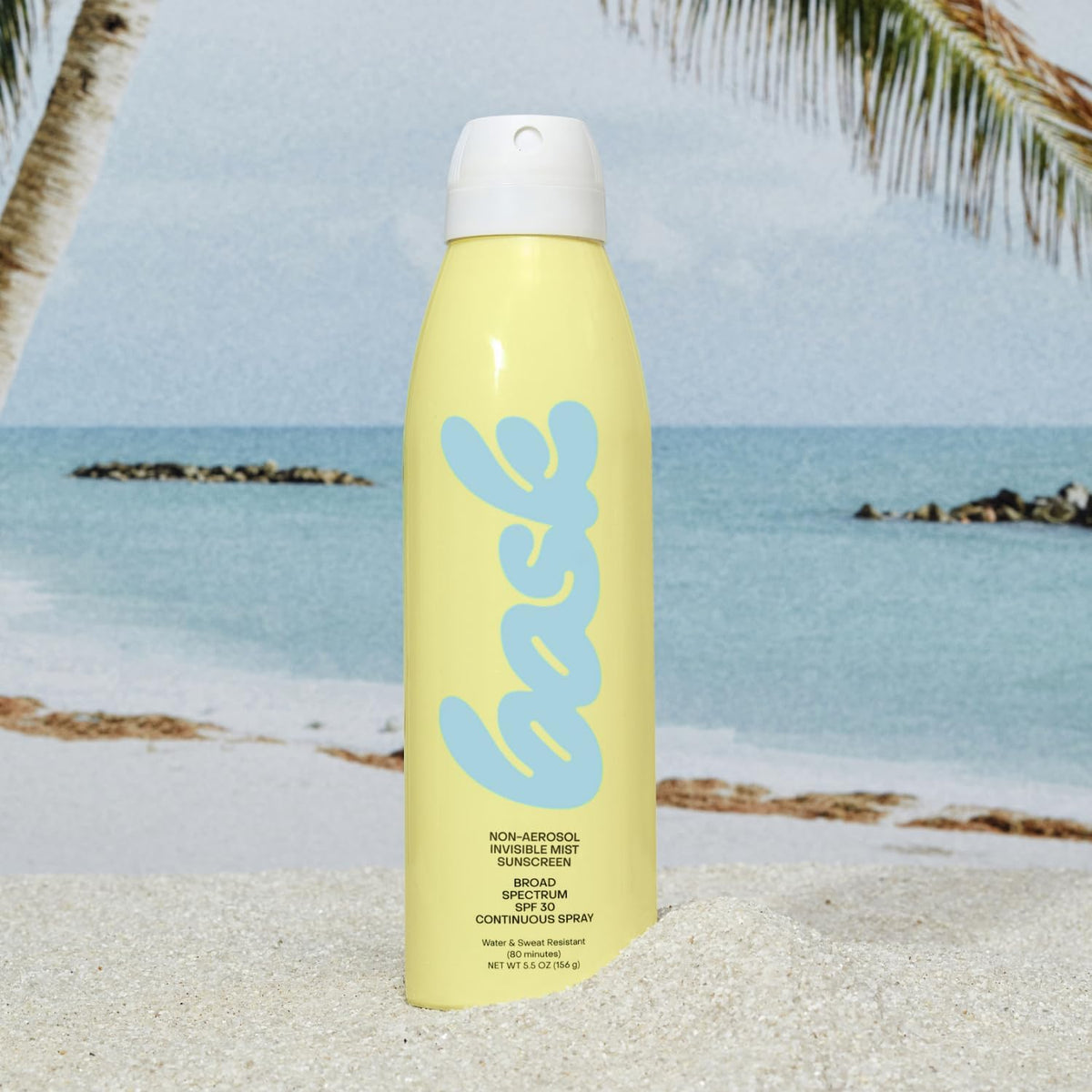 Bask lightweight spray dries quickly and leaves no white cast.