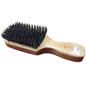 Bass mens club-style brush emphasizes smooth glide through dry or styled hair.